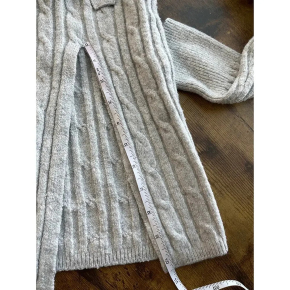 Olive+Oak Womens Small Gray Nylon Blend V Neck Cozy Casual Dress - Picture 9 of 16